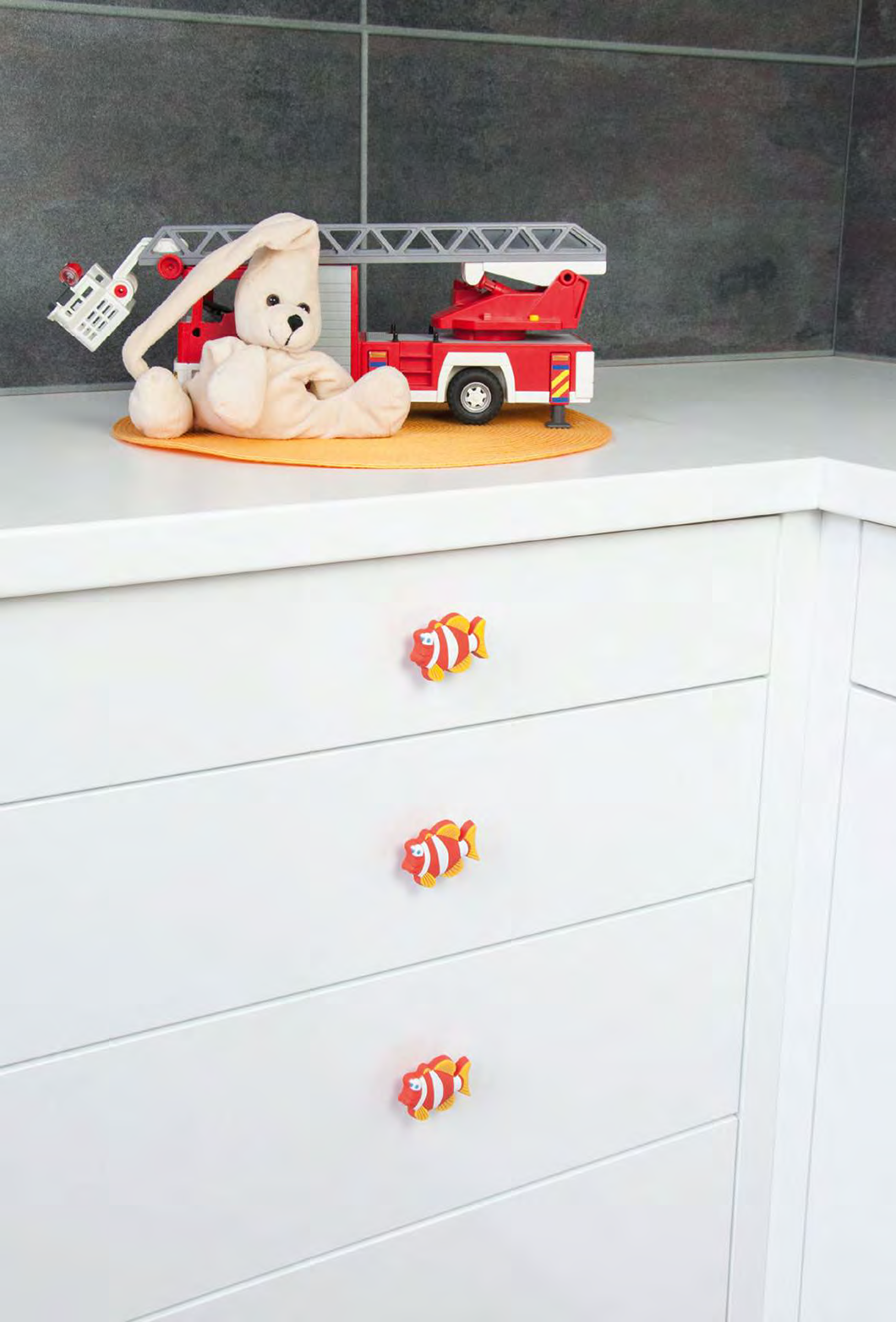 LGM Beschlag - Kinderzimmer Möbelknöpfe mit Fischmotiv Nemo aus Softmaterial