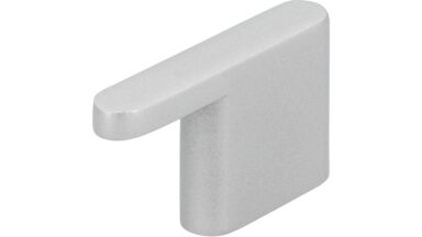 Griff Geseke Druckguss alufarbig pulverbeschichtet - 40 mm lang vor weißem Hintergrund