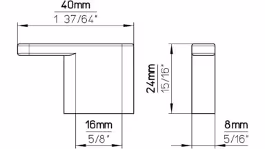 Griff Geseke Druckguss alufarbig pulverbeschichtet - 40 mm lang  vor weißem Hintergrund