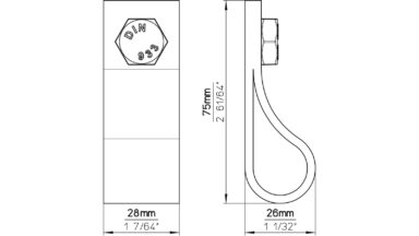Knopf Elsfleth Kunstleder-Druckguss/Metallfuß braun eisenfarbig getrommelt matt - 75 mm lang  vor weißem Hintergrund
