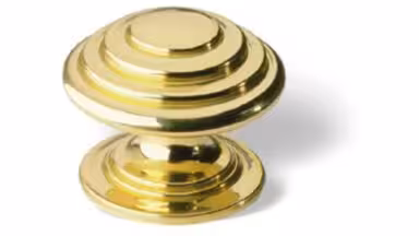 Knopf Erlangen Messing massiv - messing poliert - 30 mm lang vor weißem Hintergrund