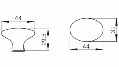 Knopf + Unterlage Weimar Kunststoff glaseffekt matt natur metallisiert nickel matt - 44 mm lang  vor weißem Hintergrund