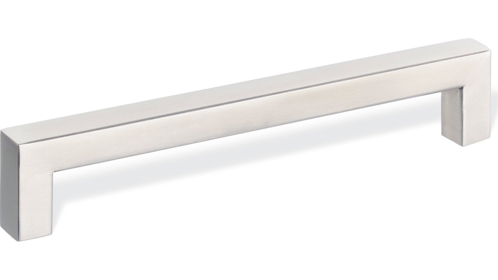 Gehrungsgriff-Weisswasser-edelstahlfarbig-Edelstahl-Stahl-laenge-208-SW-221448 Gehrungsgriff Weißwasser Edelstahl gebürstet - 208 mm lang vor weißem Hintergrund