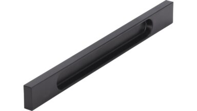 Griffleiste Denkendorf Aluminium schwarz matt pulverbeschichtet - 250 mm lang vor weißem Hintergrund
