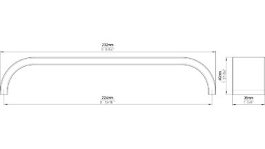 Griff Bad-Säckingen Druckguss chrom glänzend - 232 mm lang  vor weißem Hintergrund