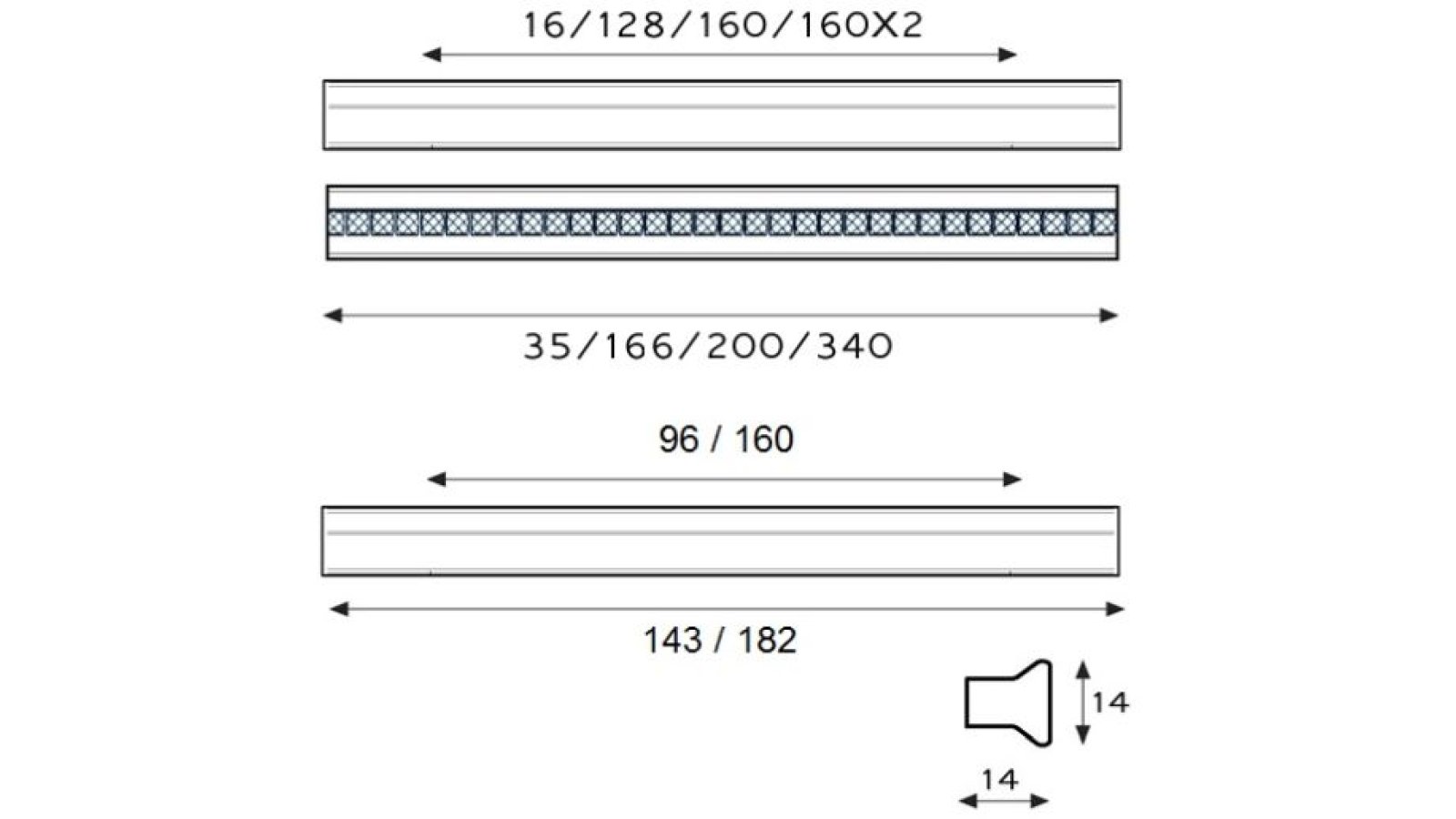 Griff Blumberg Kunststoff Metallfolieneffekt - silber glänzend - 200 mm lang  vor weißem Hintergrund