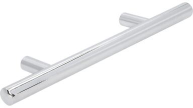 Griff Bruchsal Stahl chrom glänzend - 178 mm lang  vor weißem Hintergrund
