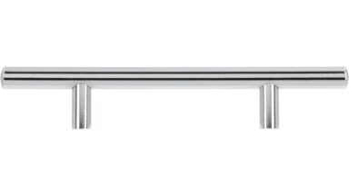 Griff Bruchsal Stahl chrom glänzend - 178 mm lang  vor weißem Hintergrund