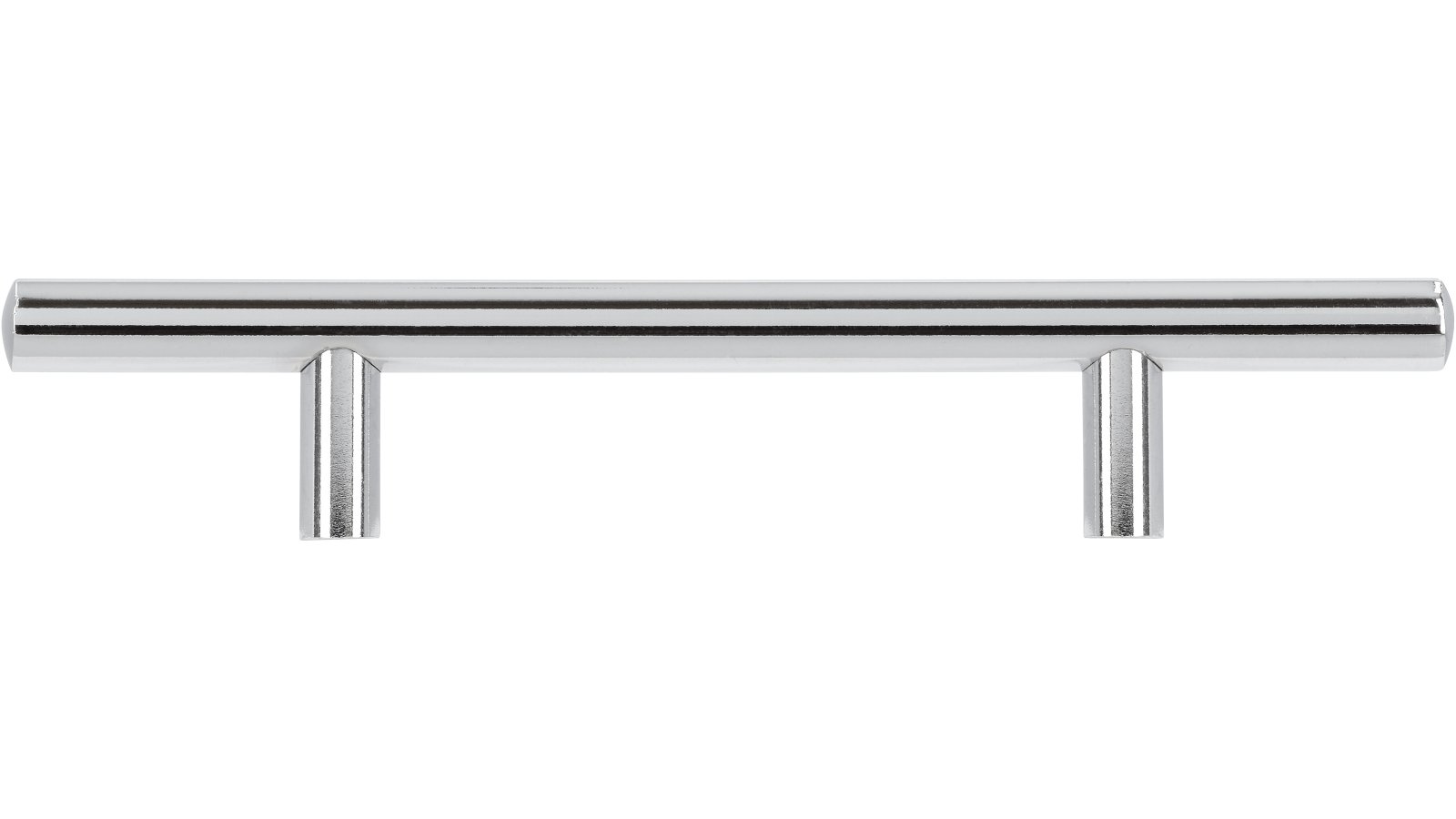 Griff Bruchsal Stahl chrom glänzend - 178 mm lang  vor weißem Hintergrund