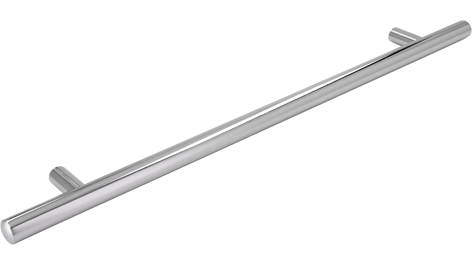 Moebelgriff-Bruchsal-chrom-Stahl-laenge-320-426852-seitlich Griff Bruchsal Stahl chrom glänzend - 320 mm lang vor weißem Hintergrund