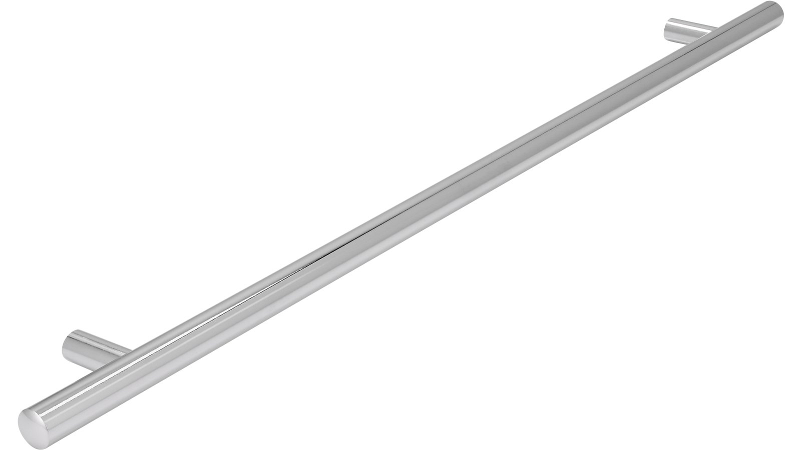 Griff Bruchsal Stahl chrom glänzend - 416 mm lang  vor weißem Hintergrund