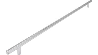 Griff Bruchsal Stahl chrom glänzend - 558 mm lang  vor weißem Hintergrund