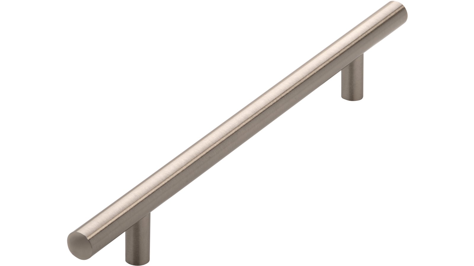 Griff Bruchsal Stahl vernickelt feingeschliffen - 240 mm lang  vor weißem Hintergrund