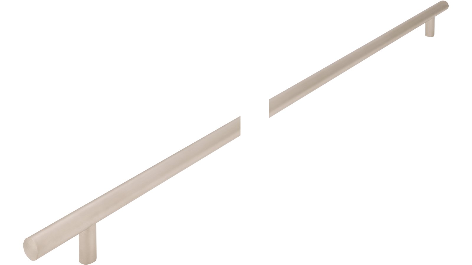 Griff Bruchsal Stahl matt vernickelt - 635 mm lang  vor weißem Hintergrund