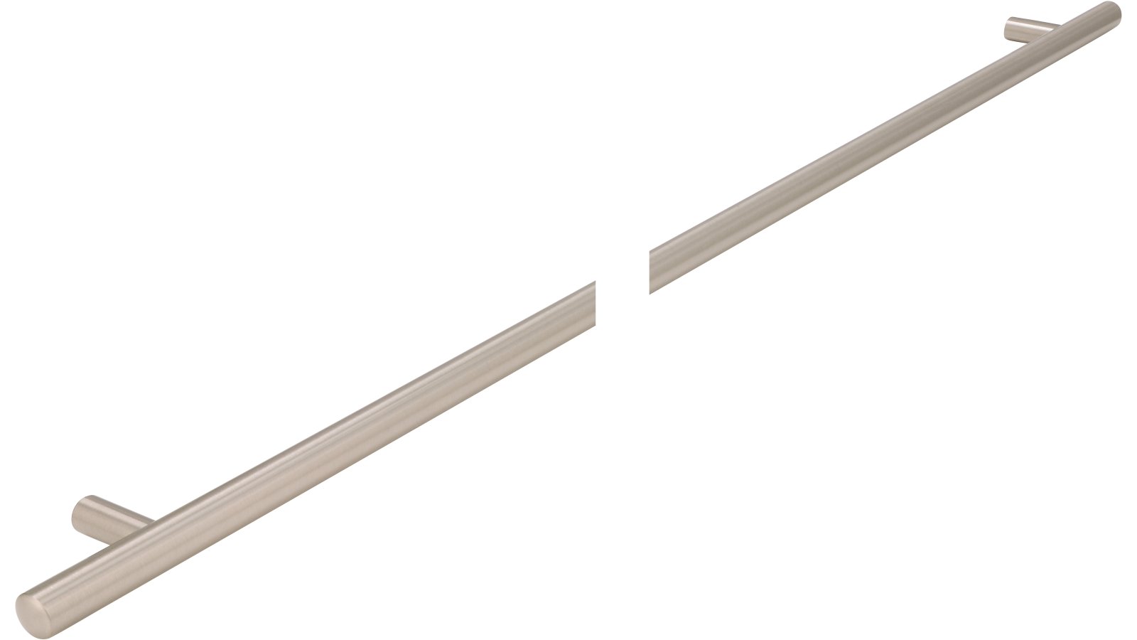Griff Bruchsal Stahl vernickelt feingeschliffen - 688 mm lang  vor weißem Hintergrund