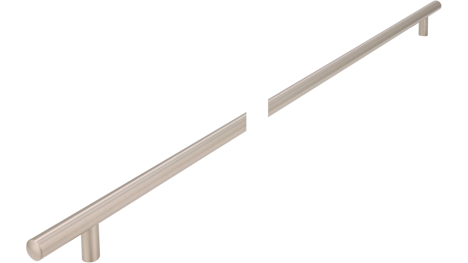 Griff Bruchsal Stahl vernickelt feingeschliffen - 688 mm lang  vor weißem Hintergrund