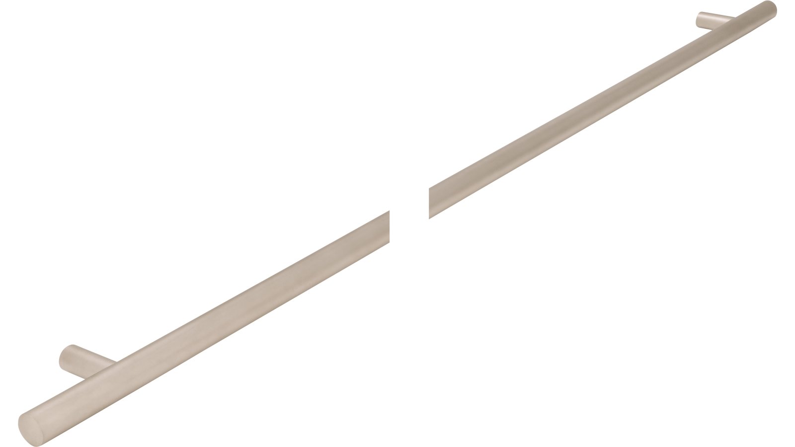 Griff Bruchsal Stahl matt vernickelt - 816 mm lang  vor weißem Hintergrund