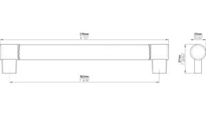 Griff Erbach Kunstleder-Druckguss/Metallfuß braun chrom glänzend - 215 mm lang  vor weißem Hintergrund