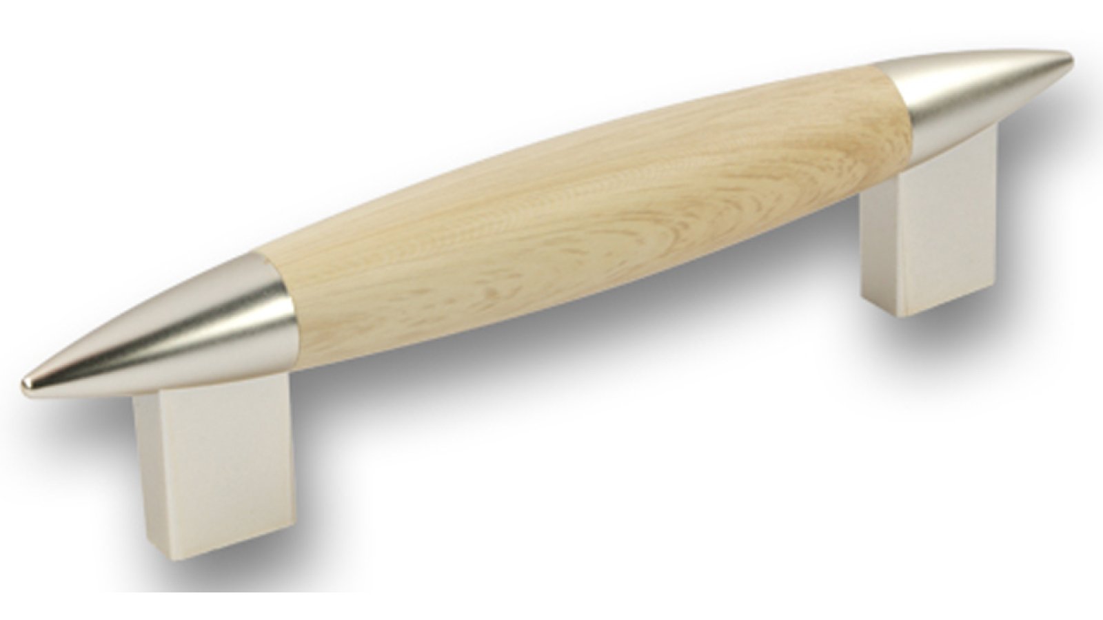 Moebelgriff-Eschweiler-nickel-Kunststoff-Holz-laenge-139-681712 Griff Eschweiler Kunststoff holzeffekt metallisiert nickel matt - 139 mm lang vor weißem Hintergrund