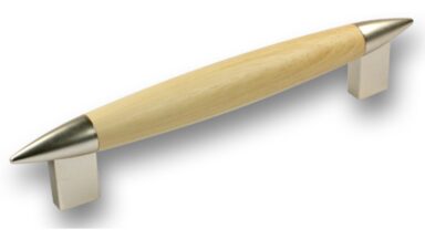 Griff Eschweiler Kunststoff holzeffekt metallisiert nickel matt - 171 mm lang vor weißem Hintergrund