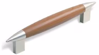 Griff Eschweiler Kunststoff holzeffekt kirschfarbig metallisiert nickel matt - 171 mm lang vor weißem Hintergrund