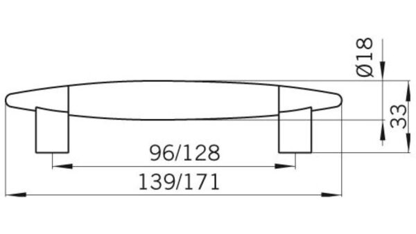 Griff Eschweiler Kunststoff holzeffekt rotbuchenfarbig metallisiert nickel - 171 mm lang  vor weißem Hintergrund