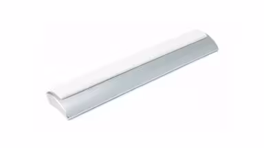 Griff Gemünden Kunststoff metallisiert - chrom, Kunststoff glasiert - weiß hochglanz - 146 mm lang vor weißem Hintergrund