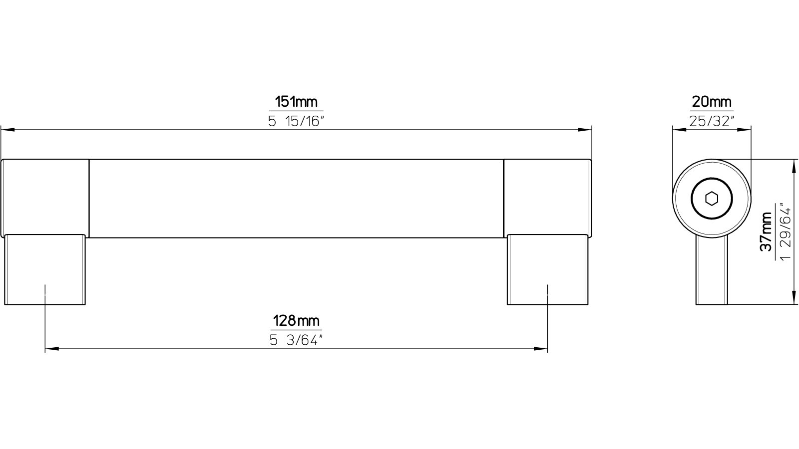 Griff Meckenbeuren Kunstleder-Druckguss/Metallfuß braun vernickelt feingeschliffen - 150 mm lang  vor weißem Hintergrund