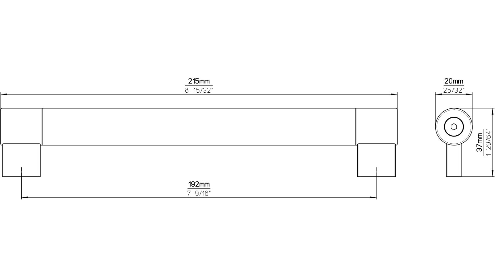 Griff Meckenbeuren Kunstleder-Druckguss/Metallfuß schwarz vernickelt feingeschliffen - 214 mm lang  vor weißem Hintergrund