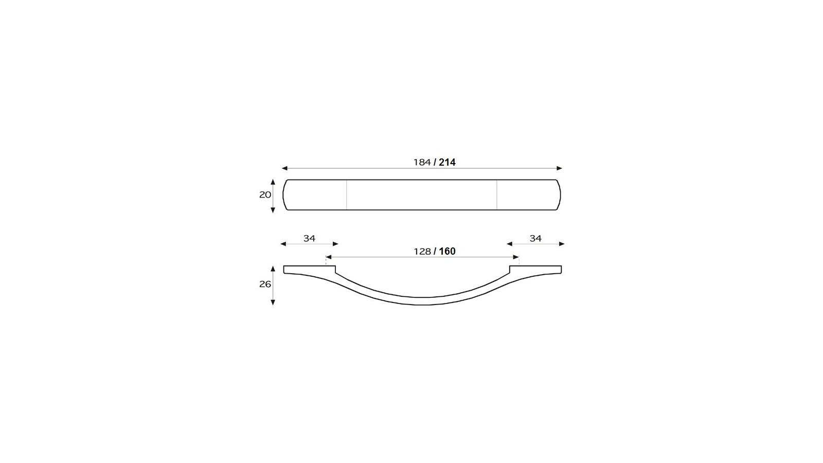 Griff Murnau Kunststoff - grau-kupfer - 184 mm lang  vor weißem Hintergrund