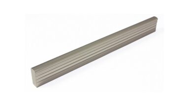 Griff Oldenburg Kunststoff Metallfolieneffekt - edelstahleffekt - 200 mm lang  vor weißem Hintergrund
