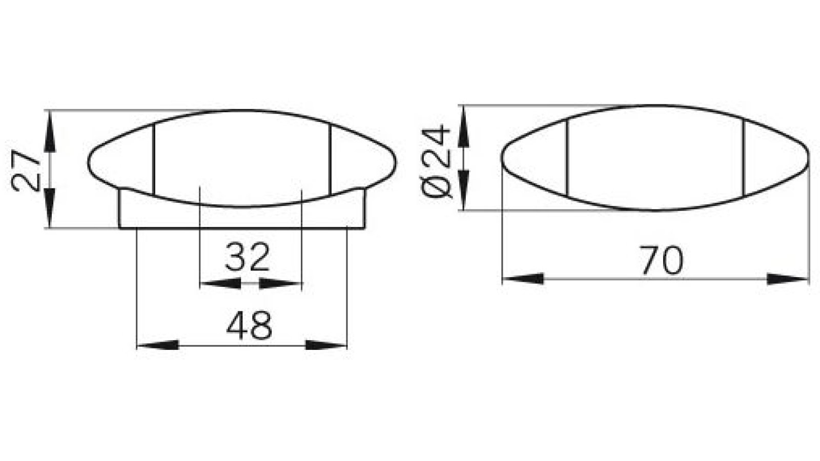 Griff Pulheim Kunststoff glaseffekt matt natur metallisiert nickel matt - 70 mm lang  vor weißem Hintergrund