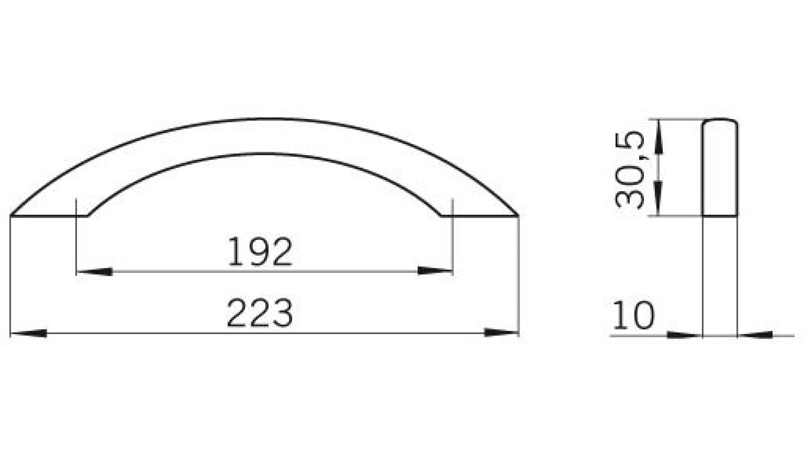 Griff St-Ingbert Stahl schwarz matt pulverbeschichtet - 221 mm lang  vor weißem Hintergrund