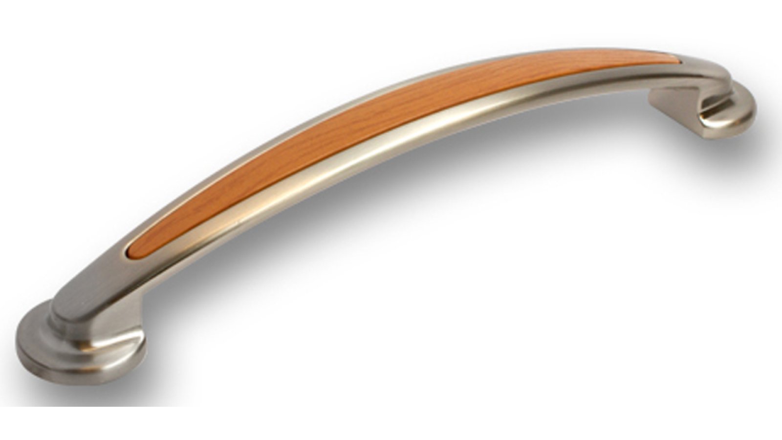 Griff Warendorf Druckguss - Kunststoff vernickelt feingeschliffen bedruckt erle - 185 mm lang  vor weißem Hintergrund