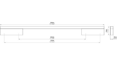 Griff Wendlingen Aluminium silber natur matt - 348 mm lang  vor weißem Hintergrund