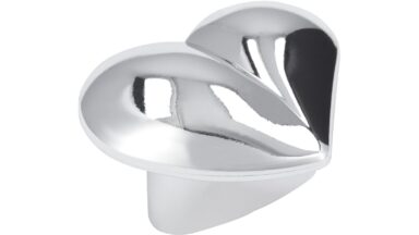 Griff Zweibrücken Kunststoff metallisiert chrom glänzend - 36 mm lang vor weißem Hintergrund