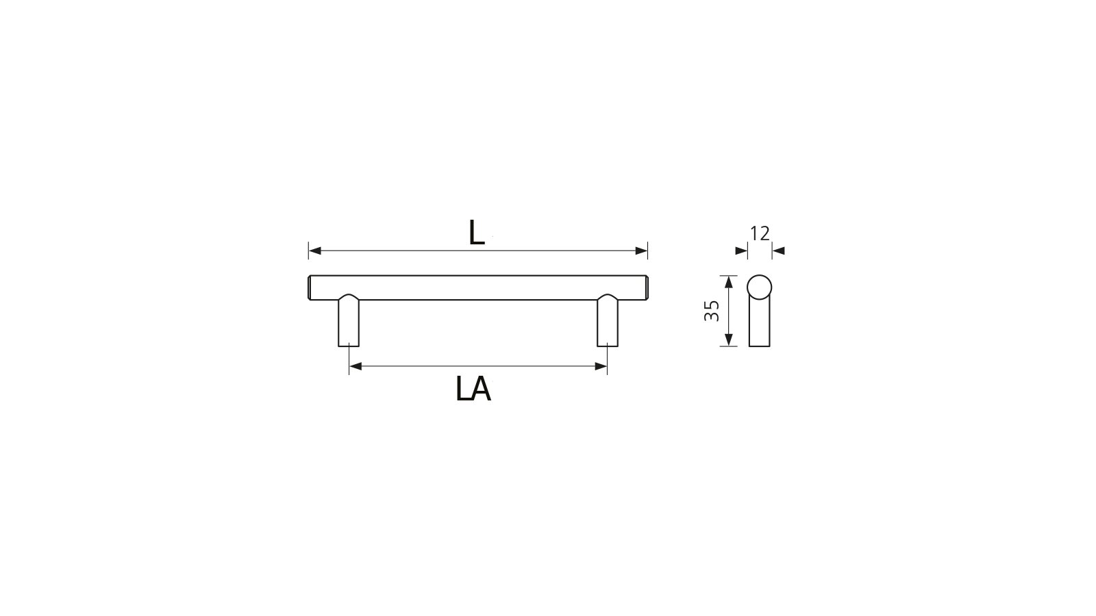 Stangengriff-Muenden-edelstahlfarbig-Edelstahl-Stahl-laenge-168-SW-220240-technische-zeichnung Stangengriff Münden Edelstahl gebürstet - 168 mm lang vor weißem Hintergrund