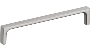 Design-Bügelgriff Bad-Harzburg Zamak edelstahlfinish - 167 mm lang vor weißem Hintergrund