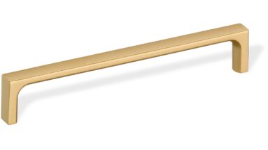 Design-Bügelgriff Bad-Harzburg Zamak vergoldet matt - 167 mm lang vor weißem Hintergrund