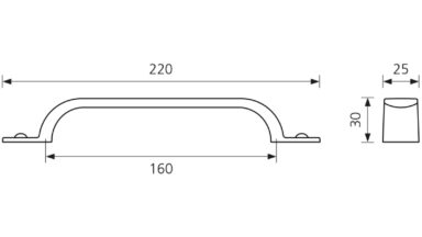 Design-Bügelgriff Stadthagen Zamak weiß - 220 mm lang  vor weißem Hintergrund