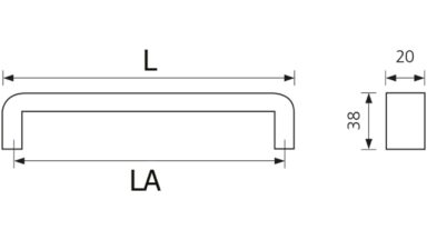 Design-Bügelgriff Teutschenthal Edelstahl gebürstet - 173 mm lang  vor weißem Hintergrund