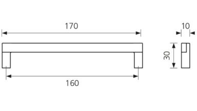 Design-Bügelgriff Waren Zamak weiß - 170 mm lang  vor weißem Hintergrund