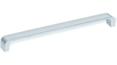 Design-Bügelgriff Wendel Zamak verchromt matt - 267 mm lang vor weißem Hintergrund