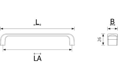 Design-Bügelgriff Wendel Zamak verchromt matt - 267 mm lang  vor weißem Hintergrund