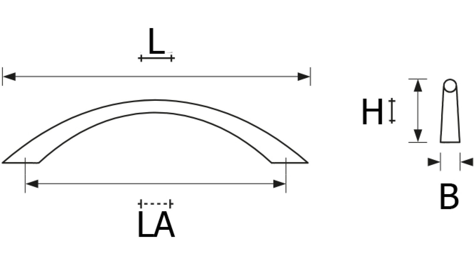 Design-Segmentbogengriff Bayreuth Zamak vernickelt matt - 117 mm lang  vor weißem Hintergrund