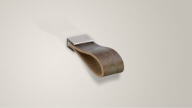 Designgriff Roth Zamak / Leder edelstahlfinish / Blanklederhals - 26 mm lang  vor weißem Hintergrund