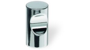 Designknopf Wandlitz Aluminium verchromt poliert - 13 mm lang  vor weißem Hintergrund