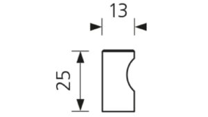 Designknopf Wandlitz Aluminium verchromt poliert - 13 mm lang  vor weißem Hintergrund