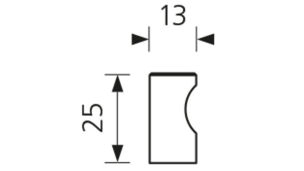 Designknopf Wandlitz Aluminium verchromt poliert - 13 mm lang  vor weißem Hintergrund