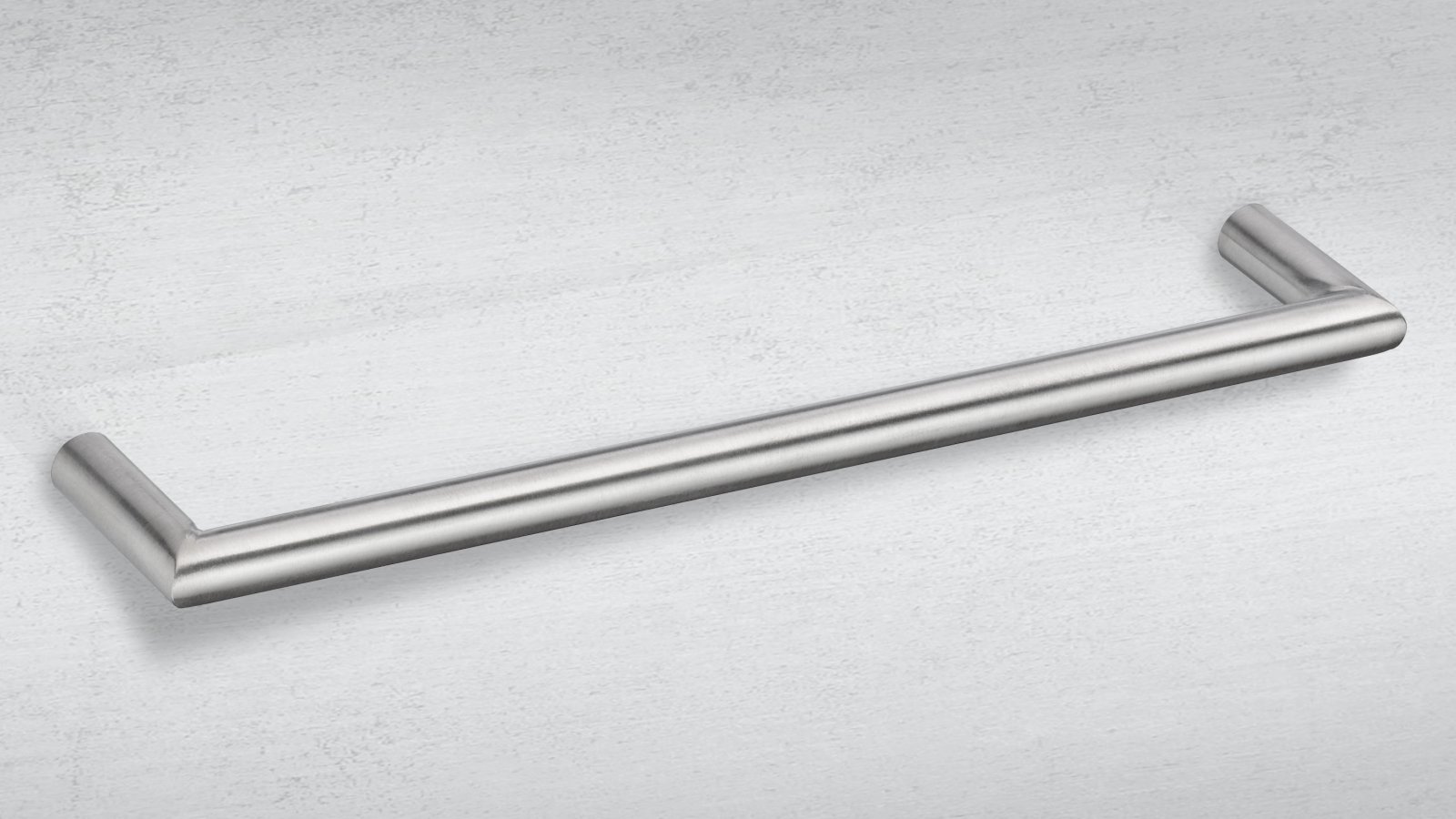 Gehrungsgriff Bad-Saulgau Edelstahl gebürstet - 138 mm lang  vor weißem Hintergrund